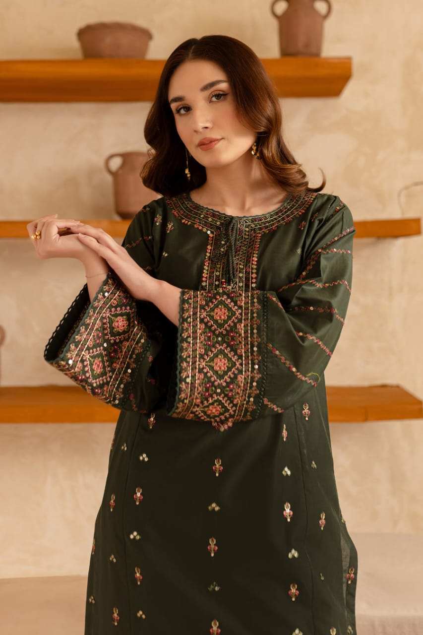 Eden 2Pc - Embroidered Dhanak Dress, unstitched