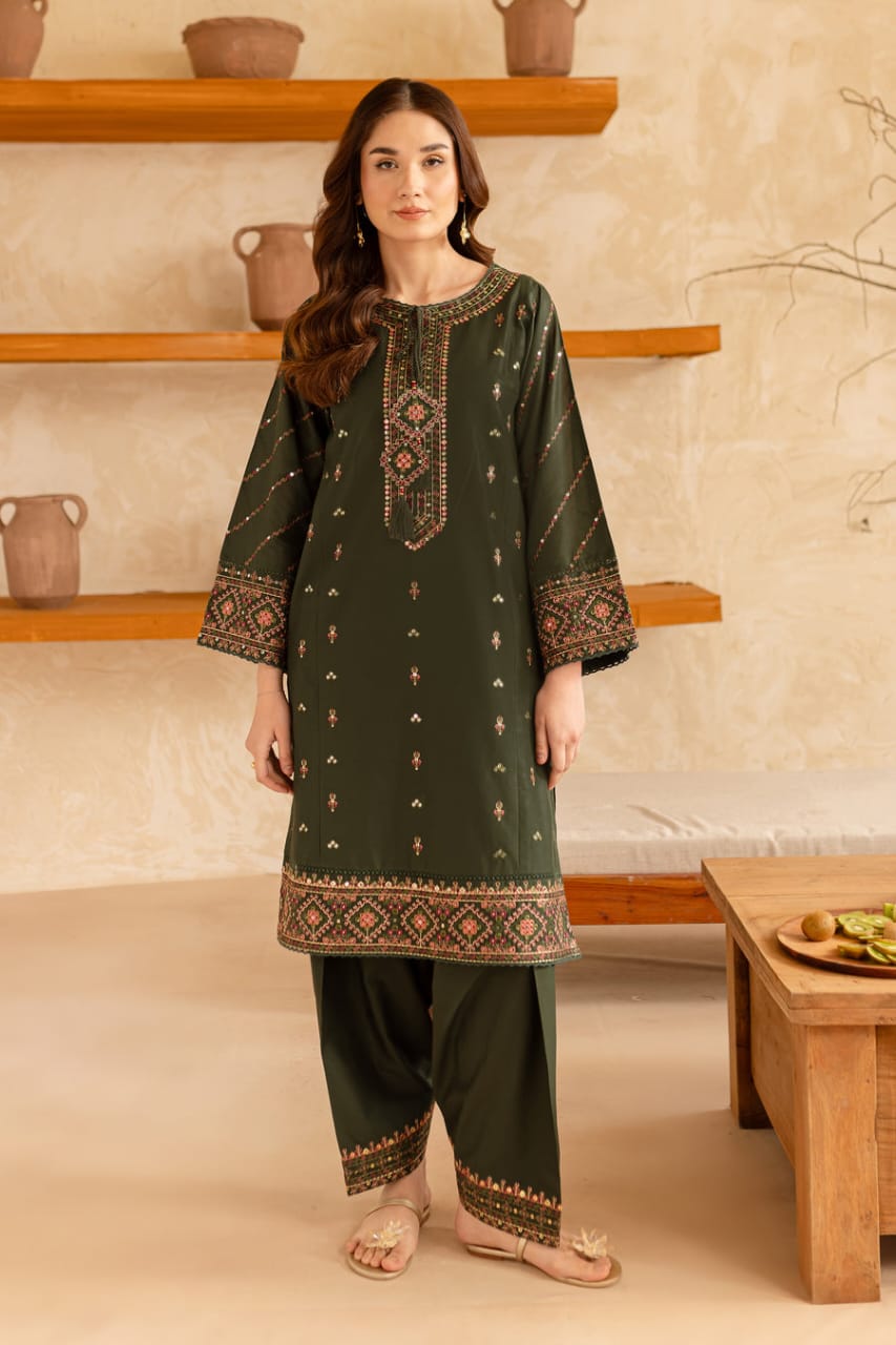 Eden 2Pc - Embroidered Dhanak Dress, unstitched