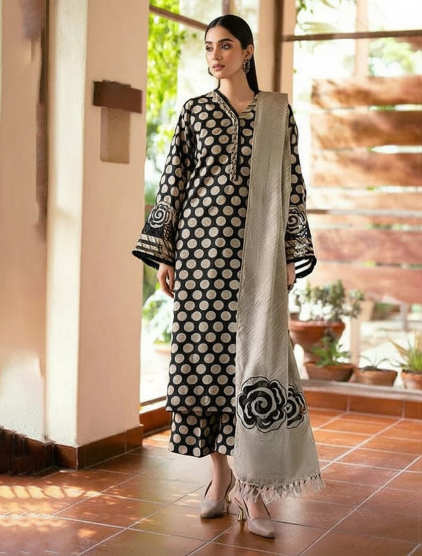 Embroidered Khaddar 3 Piece