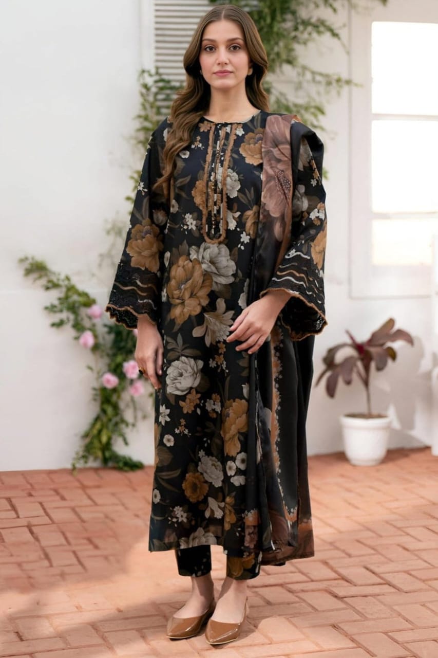 3Pc Digital Printed Karandi